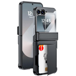 Samsung Galaxy Z Flip 6 jaoks kaardihoidjaga [RFID-blokeering] ja hingedekaitse ning HD-ekraanikaitsega, vastupidav kriimustuskindel telefoni&uuml;mbris - must must