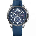 Tommy Hilfiger Decker Sinine sihver Sinine silikoon/kummirihm Meeste kvartsikell 1791350 sinine