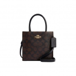 Coach Signature Kanvas Mini Totes Kott, Pruun Kanvas Must Nahkviimistlus Kuldne Hobuvankri Logo Eemaldatav Rihm, Naiste Igap&auml;evane Reisimine 5693-IMAA8 Basic Set (Bag+Dust Bag)