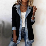 Naiste DENIM-joped S&uuml;gis Kevad Allakeeratav krae Cow Boy Metallikn&ouml;&ouml;bid Patchwork Kitsad Jean P&otilde;hjakatted S