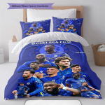 Chelsea FC Mustriga Voodipesu Tekikott Komplekt Tekikott Padjap&uuml;&uuml;r Kodu Dekoratsioon S&uuml;nnip&auml;evakingitus (1 * tekikott + 2 * padjap&uuml;&uuml;ri, ilma s&uuml;damikuta) 135x200cm