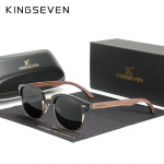 KINGSEVEN K&auml;sit&ouml;&ouml;na valmistatud musta p&auml;hklipuu puidust p&auml;ikeseprillid Meestele Polariseeritud UV400 kaitse Poolraamita Retro prillid Naistele S&otilde;itmiseks Other must