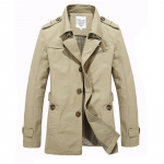 Kevadine ja s&uuml;gisene meeste puhtast puuvillast keskmise pikkusega plusssuuruses vabaaja mantel Parka XL hele khaki v&auml;rv