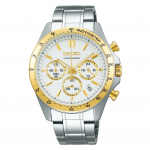 SEIKO SELECTION SBTR024 Kvarts Kuup&auml;ev Valge H&otilde;bedane x Kollane Kuld Roostevaba Teras [Seiko Kell] Meeste Kell, Patareitoitega Kronograaf, Kalender,