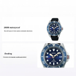 Seiko Prospex 200M Veekindel P&auml;ikeseenergia Kvartsliikumine Silikoonrihmaga Kell Meeste kellad Sinine SBDJ055 Blue Dial