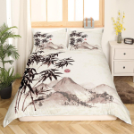 Bambuselehed Jaapani stiilis tekikott, tindimaali voodipesukomplekt &uuml;hekohaline lastele, teismelistele, t&auml;iskasvanutele, Bambuselehed tekikate 100x135cm 2pcs