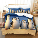 Luksuslik uus 3D-tr&uuml;kiga multifilmimadagaskari pingviini voodipesukomplekt poistele t&uuml;drukutele Twin Queen Size tekikott lastele t&auml;iskasvanutele kodutekstiil EU Single 135x200cm