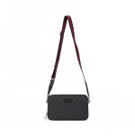 Gucci GG Supreme eemaldatav ja reguleeritav rihmaga kott lukuga suletav l&otilde;uend ja nahast &auml;&auml;r ristkorral &otilde;lakott mini meestele must must