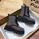 Uued moekad s&auml;delevad kristallidega paksud pahkluusaapad naistele Rhinestones Talvesaapad Naine Paks P&otilde;hi Platvorm Lamedad Saapad 35 gray