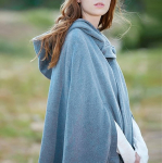 S&uuml;gis- ja talvine naiste punk-stiilis lahtine kapuutsiga n&ouml;&ouml;biga tviid, avar pont&scaron;otop S must