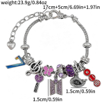 BTS OT7 ARMY Vaalakujuline Helmedega K&auml;ev&otilde;ru, Kpop DIY Ehted, Multifilmi Plahvatuskindlad Poisid K&auml;sit&ouml;&ouml;na Valmistatud Randmepael Bracelet gray