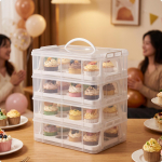 Kookide karp kaane ja sangaga L&auml;bipaistev Turvaline Kodukokkadele, Pidudele, Large 4-layer valge