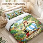 Asterix & Obelix Voodipesukomplekt, 1 tekikott & 2 padjap&uuml;&uuml;ri Pehme Mugav Magamistoa Kodu Tekstiil Dekoratsioon 140cmx200cm