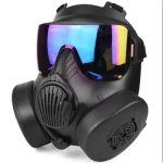 Kaitsev taktikaline respiraatormask, t&auml;isn&auml;oga gaasimask Airsofti, laskmise, jahipidamise, ratsutamise, v&auml;litingimuste CS-m&auml;ngu, Cosplay'i kaitseks Black-Color lens gray