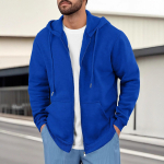 Meeste kapuutsiga pusad ja dressipluusid &Uuml;hev&auml;rvilised Retro Meeste &Uuml;laosa Jakk T&otilde;mblukuga Dressipluus XXXL blue