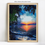 Teemantmaal mere&auml;&auml;rne pilt kivist p&auml;ikeseloojangust 5D DIY mosaiik teemanttikandid 20X30CM