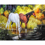 Teemanttikandid Hobune Joogivesi Ristpistes Teemantmaaling Seinakleebised Kodukaunistus 20X30CM