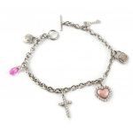 Les Tr&eacute;sors De Lily [D1383] - Bracelet Argent 'Pretty Woman' Blanc / Rose Heleroosa