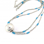 Les Tr&eacute;sors De Lily [K2818] - Collier 'Kilimanjaro' bleu argent&eacute; t&uuml;rkiissinine