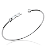 Les Tr&eacute;sors De Lily [N3344] - avatud h&otilde;bedane k&auml;ev&otilde;ru  Messages  valge (Love) roodiumiga kaetud - 56 mm 16x4 mm h&otilde;be
