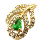 Les Tr&eacute;sors De Lily [P2313] - Pendentif Plaqu&eacute; Or 'Flora' vert dor&eacute; - 15x10 mm roheline