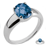 Solitaire Silver  Unikaalne  safiirsinine - 10x8 mm (roodiumiga kaetud) 52 sinine