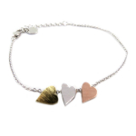 7bis [Q6075] - Bracelet artisanal 'Love' argent&eacute; tricolore -  19x6 mm h&otilde;be