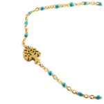 Les Tr&eacute;sors De Lily [R0235] - Bracelet cr&eacute;ateur Acier 'Arbre de Vie' turquoise dor&eacute; - 10x8 mm t&uuml;rkiissinine