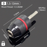 1 tk 2&ndash;13 mm / 1,5&ndash;10 mm metallist h&uuml;lsiga puur padruniga puurimine, kiirvahetusotsakadapteri muundur SDS-adapteri riistvara t&ouml;&ouml;riistatarvikud