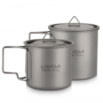 Lixada Ultralight Titanium Cup v&auml;listingimustes kaasaskantav 2 TK tassikomplekt Camping Picnic Water Cup 300ml & 650ml