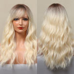 Pruunid kuni blondid s&uuml;nteetilised parukad naistele Keskmise pikkusega naturaalsed lainelised parukad Kuumakindel heleblond Cosplay parukas