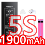 Aku NOHON Asendus-Liitiumpol&uuml;meer originaal mahutavus Apple iPhone 5 5S SE 6 6S 7 8 X XR XS 11 jaoks For iPhone 5S 1900mAh gray