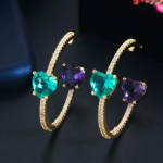 WWJ Trendikad s&uuml;damel&otilde;ikega lillad rohelised tsirkooniumoksiidist ringikujulised k&otilde;rvar&otilde;ngad mitmev&auml;rviline