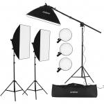 Andoer Studio Photography Softbox LED-valgusti komplekt, mis sisaldab 20 * 28 tolli pehmeid kaste 45 W kahev&auml;rviline UK Plug must