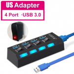 USB-jaotur 3.0 5Gbps kiire 4/7-pordiline jaotur koos sisse-/v&auml;ljal&uuml;litiga mitme toiteadapteri kiire jaotur personaalarvuti s&uuml;learvuti jaoks USB3.0 4Port with US