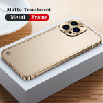 Luksuslik metallist &uuml;mbris iPhone 14 Plus 13 12 Mini 11 Pro Max jaoks koos alumiiniumsulamist kaitserauaga kogu keha kaitsev &otilde;huke matt arvuti taga Telefoni kaas For iPhone 12 Mini kuld