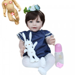 BZDOLL t&auml;ispehmest silikoonkorpust Baby Reborn Baby Girl ja Boy nukud 22 tolli vasts&uuml;ndinud Bebe Alive nukk m&auml;nguasi beebidele s&uuml;nnip&auml;evakingitus Girl E with Glued wig