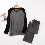 Kevadsuvine meeste modaalne pikkade varrukatega p&uuml;kste pidžaama komplekt liibuv suures suuruses sportlik koduteenindus&uuml;likond kevad-s&uuml;gis XL tumehall v&auml;rv