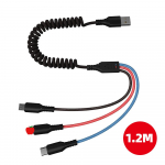 Fonken 3 in 1 vedru USB kaabel 3A Type C kaabel 2.4A Micro USB IOS laadimiskaabel Huawei Xiaomi Samsung jaoks 1.2M