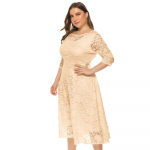 pluss suurus Xl-6xl Uus mood populaarne &otilde;htukleit keskmise pikkusega &otilde;&otilde;nsa pitsiga naiste kleidid punased valged mustad sinised rohelised riided 6XL aprikoosi