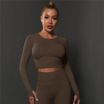 Nessaj naiste pikkade varrukatega joogatopp &Otilde;mblusteta j&otilde;usaalijooksu T-s&auml;rk Slim Elastic Fitness Sport Crop Top M