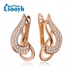 LSOOYH Clip K&otilde;rvar&otilde;ngad Roosa kullav&auml;rvi Moodne k&otilde;rvar&otilde;ngas Naistele Geomeetria Cubic Zirconia Stud K&otilde;rvar&otilde;ngad Ehted A