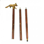 Antiikne tahke messingist hundi k&auml;epide, vintage stiilis antiikdisainer, t&auml;ielikult k&auml;sitsi valmistatud puidust reguleeritav jalutuskepp