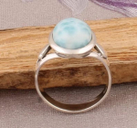 925 Sterlingh&otilde;be Larimar v&auml;&auml;riskiviga s&otilde;rmus T&auml;iskivi Moeavalduss&otilde;rmus Naistele Kingiidee V&auml;&auml;riskiviehted U 4,83 g 10