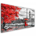 Kolmeosalise pildiga l&otilde;uendiprindiga Londoni punane vihmavari 60x40 punane