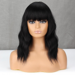 MISS PARIKAS Heleblond s&uuml;nteetilisest kiust naturaalsest lainest parukas tukkidega igap&auml;evane Cosplay puhas v&auml;rv Blond hall must pruun laineline parukas 40CM