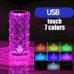 16/7/3/1 V&auml;rvid LED kristallist laualamp Rose Light Projector Puutetundlik Reguleeritav Romantiline Teemant Atmosf&auml;&auml;rivalgusti USB Puutetundlik &Ouml;&ouml;valgusti 7 colors No Remote