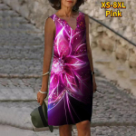 Naiste V-kaelusega suvi Lill roheliste helendavate tolmukatega prinditud kleit vabaaja varrukateta mood vabaaja vabad seksikad kleidid, suur suurus XS-8XL XS roheline