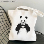 Naiste ostukott Panda vajab armastust Tr&uuml;kitud Kawaii kott Harajuku ostul&otilde;uend Ostekott t&uuml;drukute k&auml;ekott Tote &otilde;lakott 24*26cm