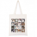 Meemikassidele Pusle Ostukotid Naistele Harajuku Prinditud Mood Korea vintage l&otilde;uend Kangas Uued Suure mahutavusega k&auml;ekotid 24*26cm beež